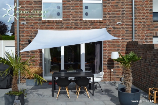 Vierecksonnensegel 250 x 300cm - Polyester - hell silbergrau